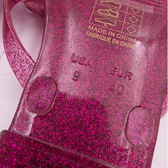 Jeffrey Campbell Fleuris Jelly Flip Flop Thong Sandal Pink Glitter Size US9 EU40 - Picture 9 of 9